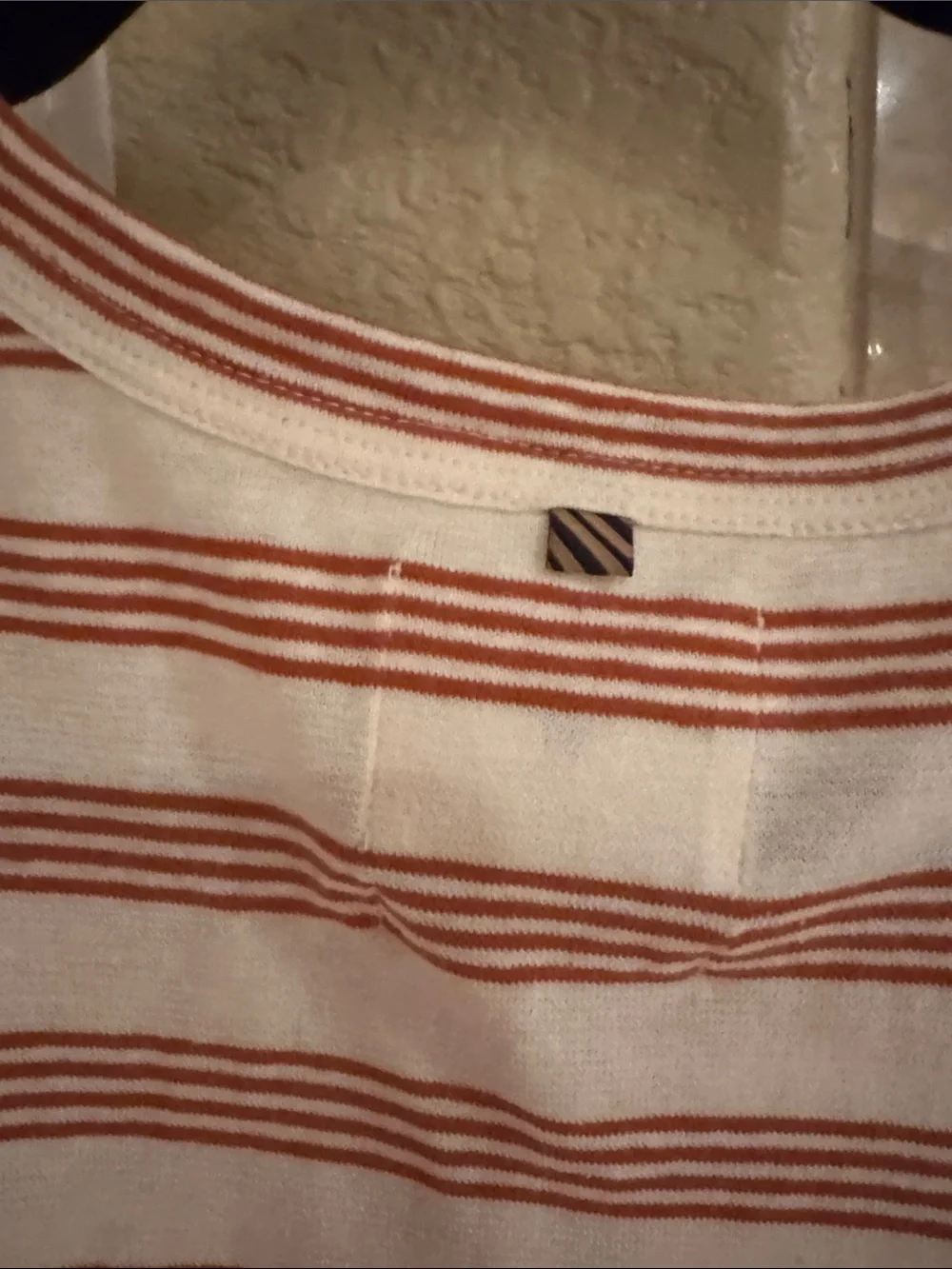 Billy Reid White Tee with Rust Stripes